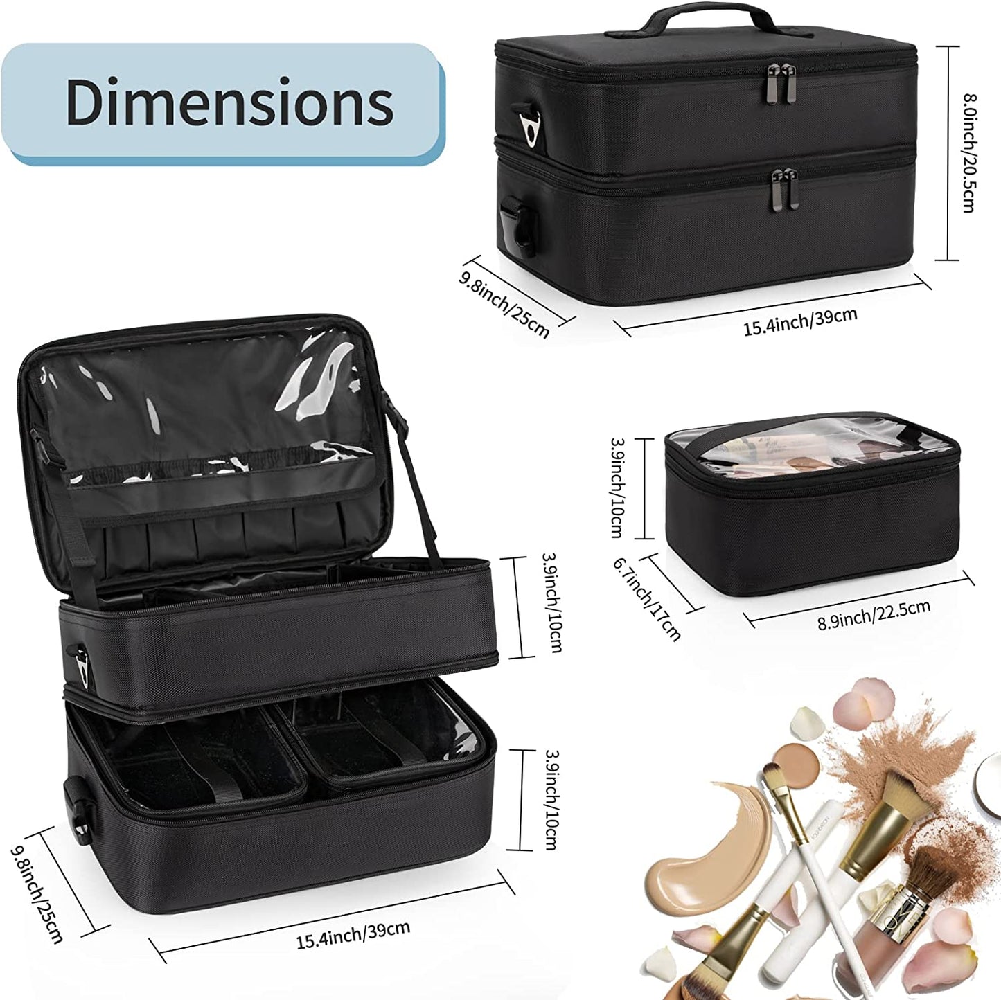 Professioneller doppelschichtiger großer Reise-Make-up-Koffer