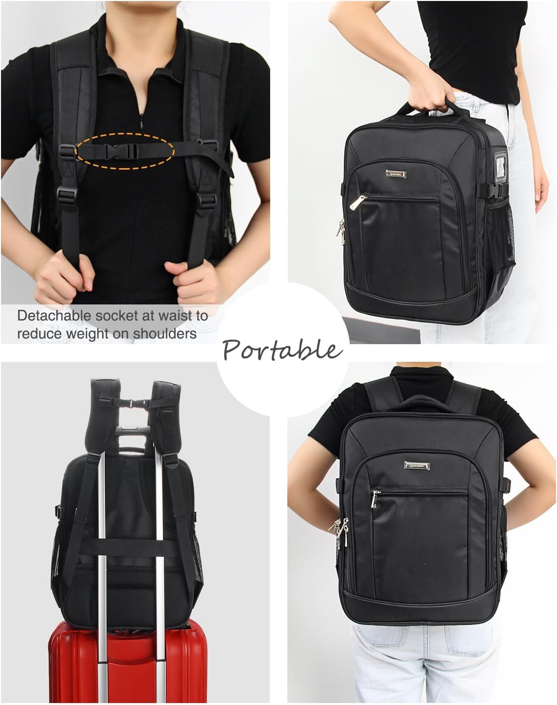 Professioneller, extragroßer Make-up-Rucksack mit 3 Lagen, 4 kleinen Kosmetiktaschen und herausnehmbarer Lippenstiftablage