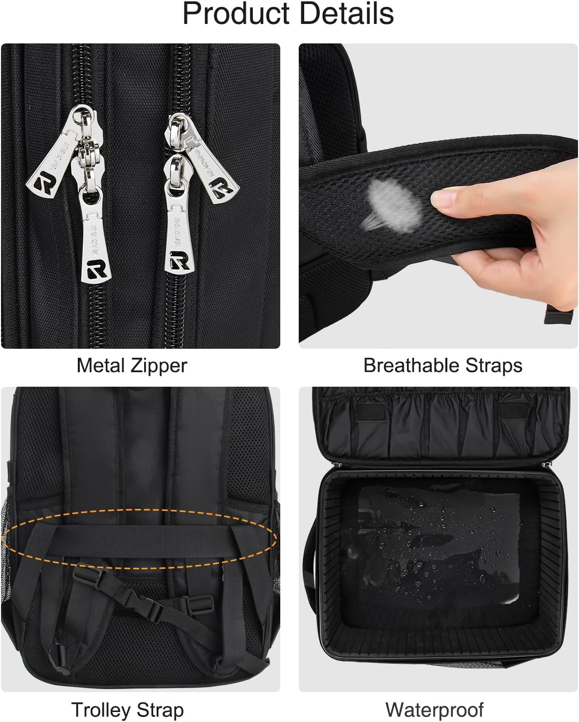 Professioneller, extragroßer Make-up-Rucksack mit 3 Lagen, 4 kleinen Kosmetiktaschen und herausnehmbarer Lippenstiftablage