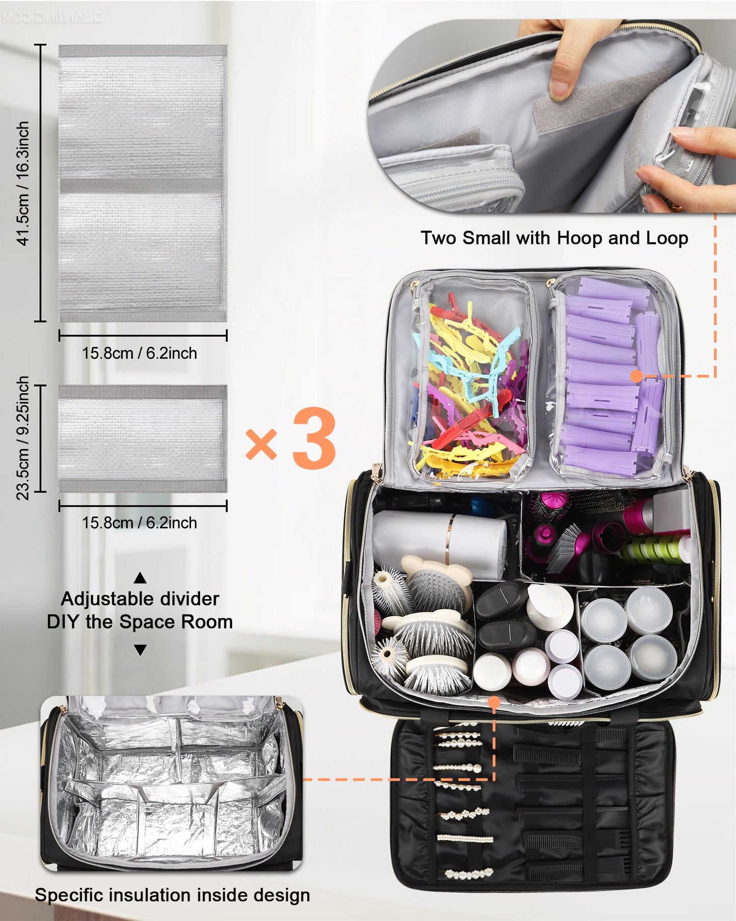 Professionelle, extragroße Reisetasche für Friseure mit zwei abnehmbaren kleinen Taschen