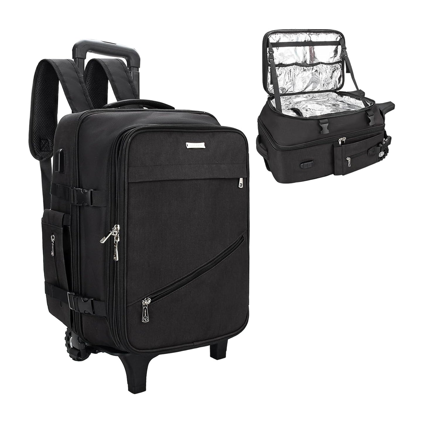 Rollbarer, extragroßer Make-up-Rucksack für Friseure mit Wärmeisolationsschicht und verstellbaren Trennwänden