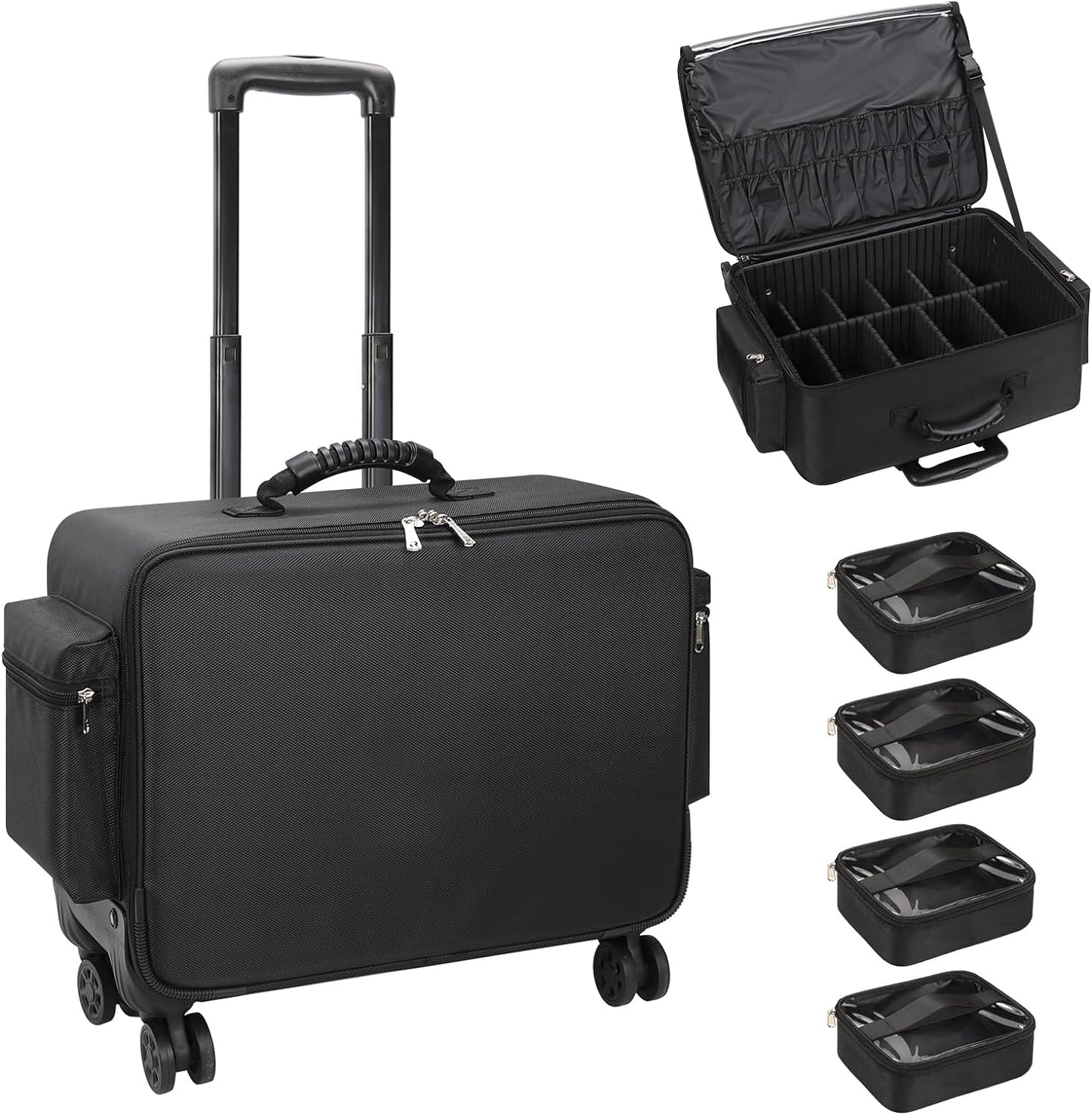 Extragroßer Make-up-Rollkoffer mit 4 Rollen