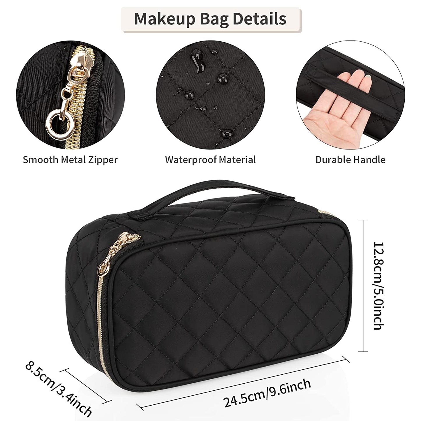 Kleine schwarze Rhombus Reise-Make-up-Tasche