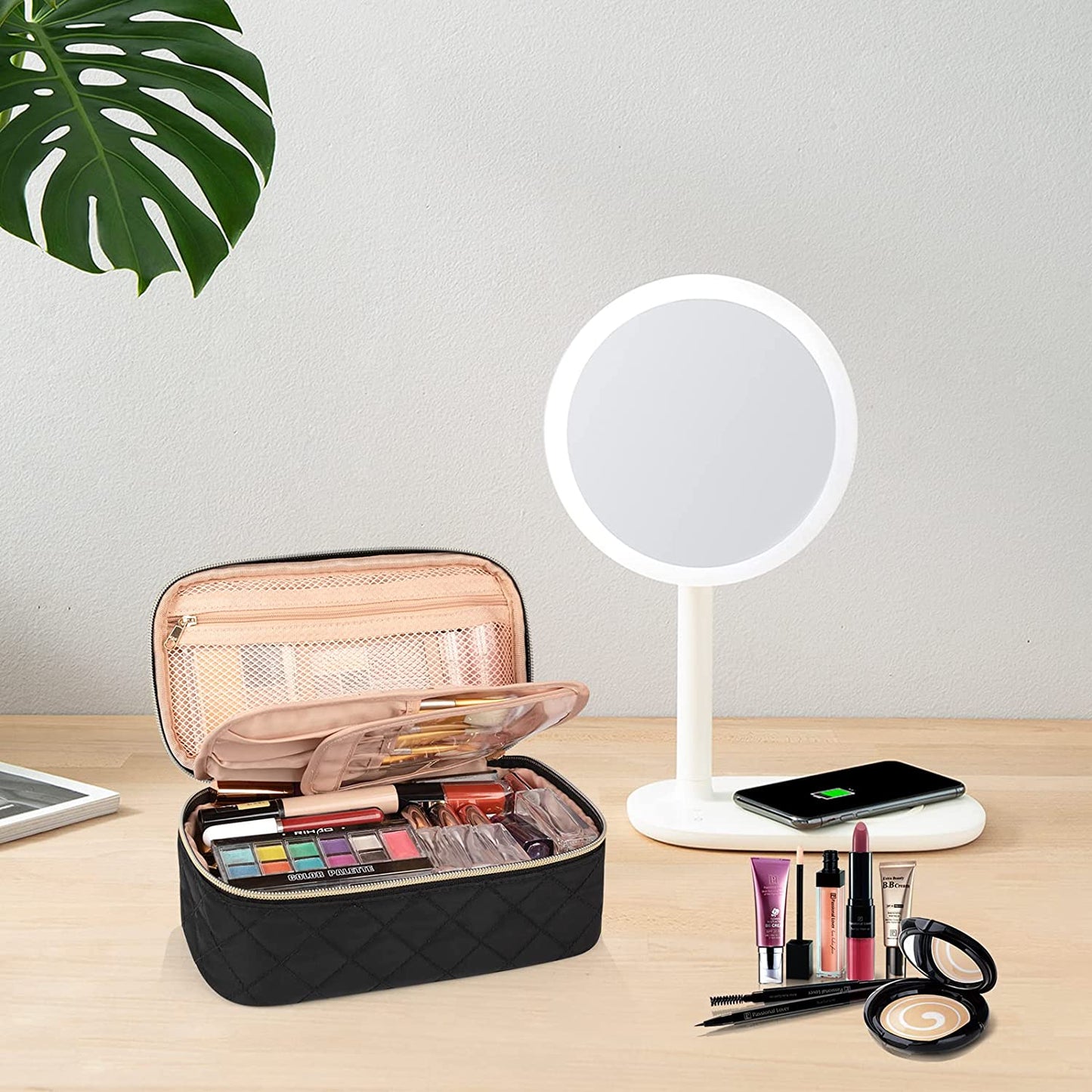 Kleine schwarze Rhombus Reise-Make-up-Tasche
