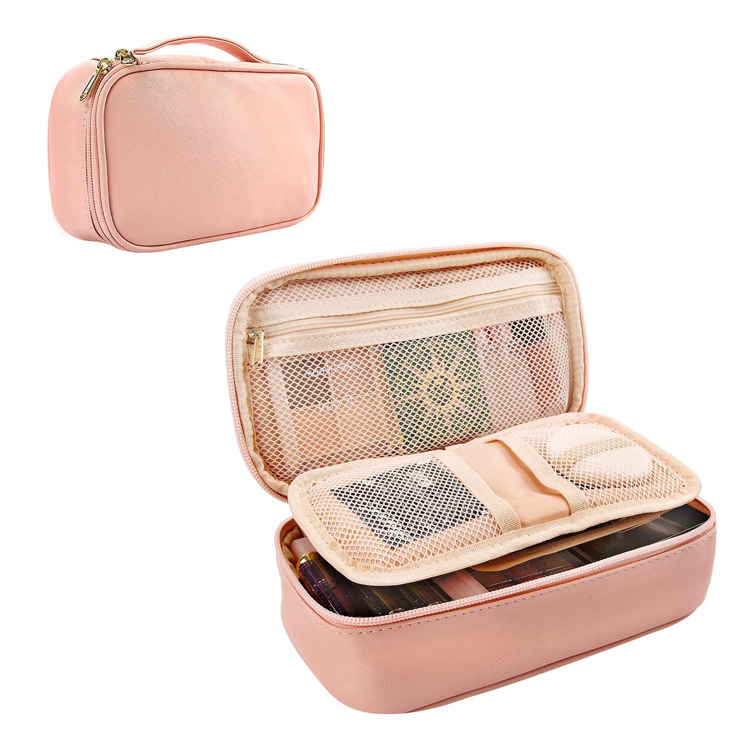 Kleine, rosafarbene, tragbare Reise-Make-up-Tasche