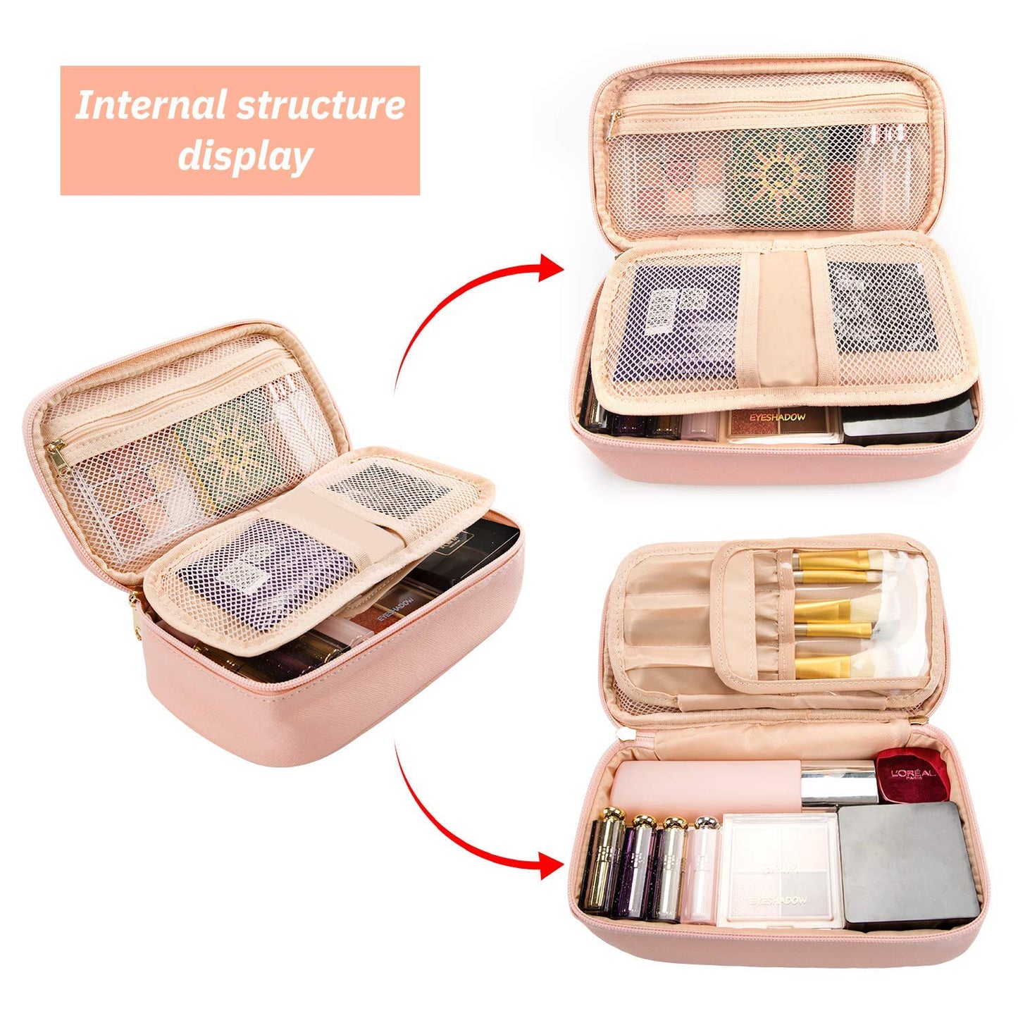 Kleine, rosafarbene, tragbare Reise-Make-up-Tasche