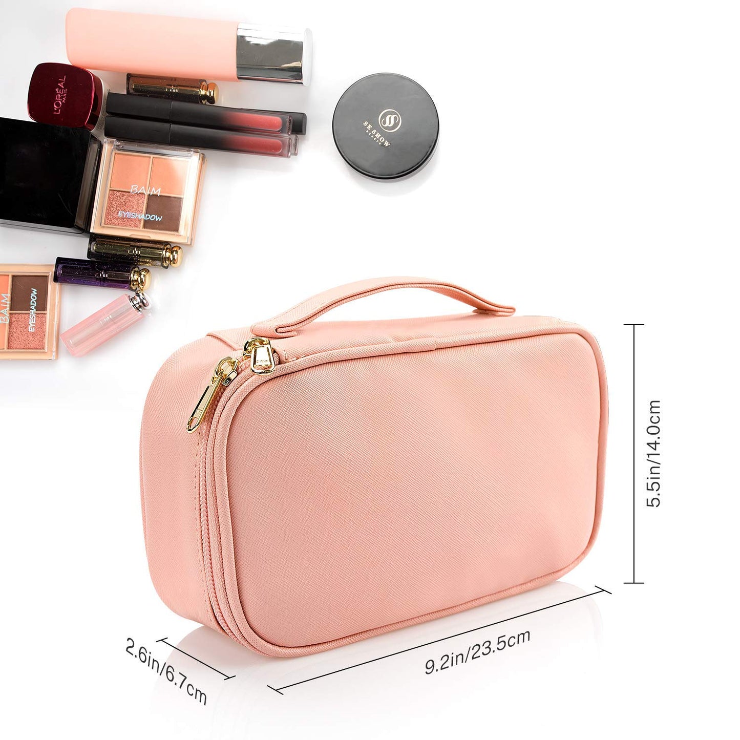 Kleine, rosafarbene, tragbare Reise-Make-up-Tasche