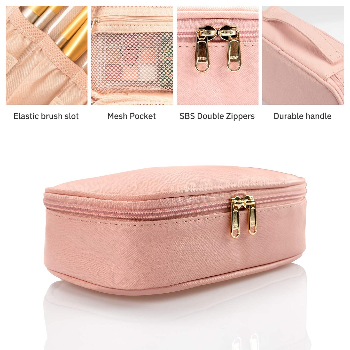 Kleine, rosafarbene, tragbare Reise-Make-up-Tasche