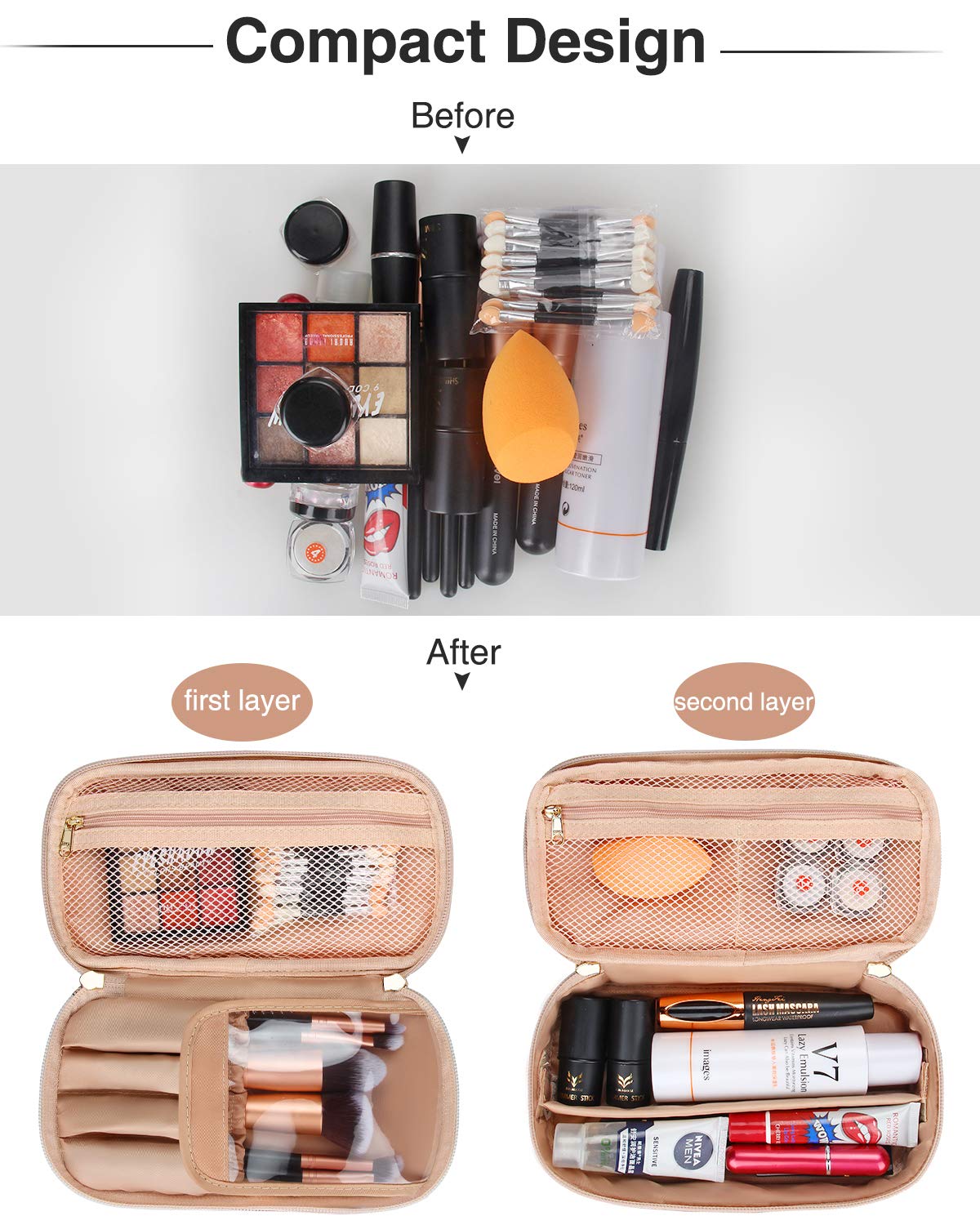 Kleine Kosmetiktasche Relavel in Roségold