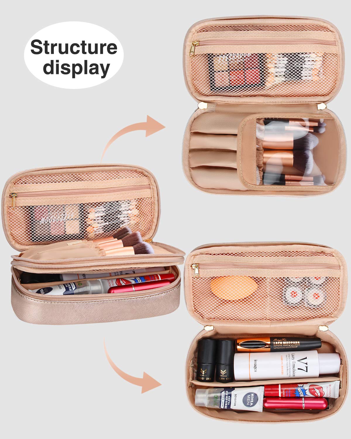 Kleine Kosmetiktasche Relavel in Roségold
