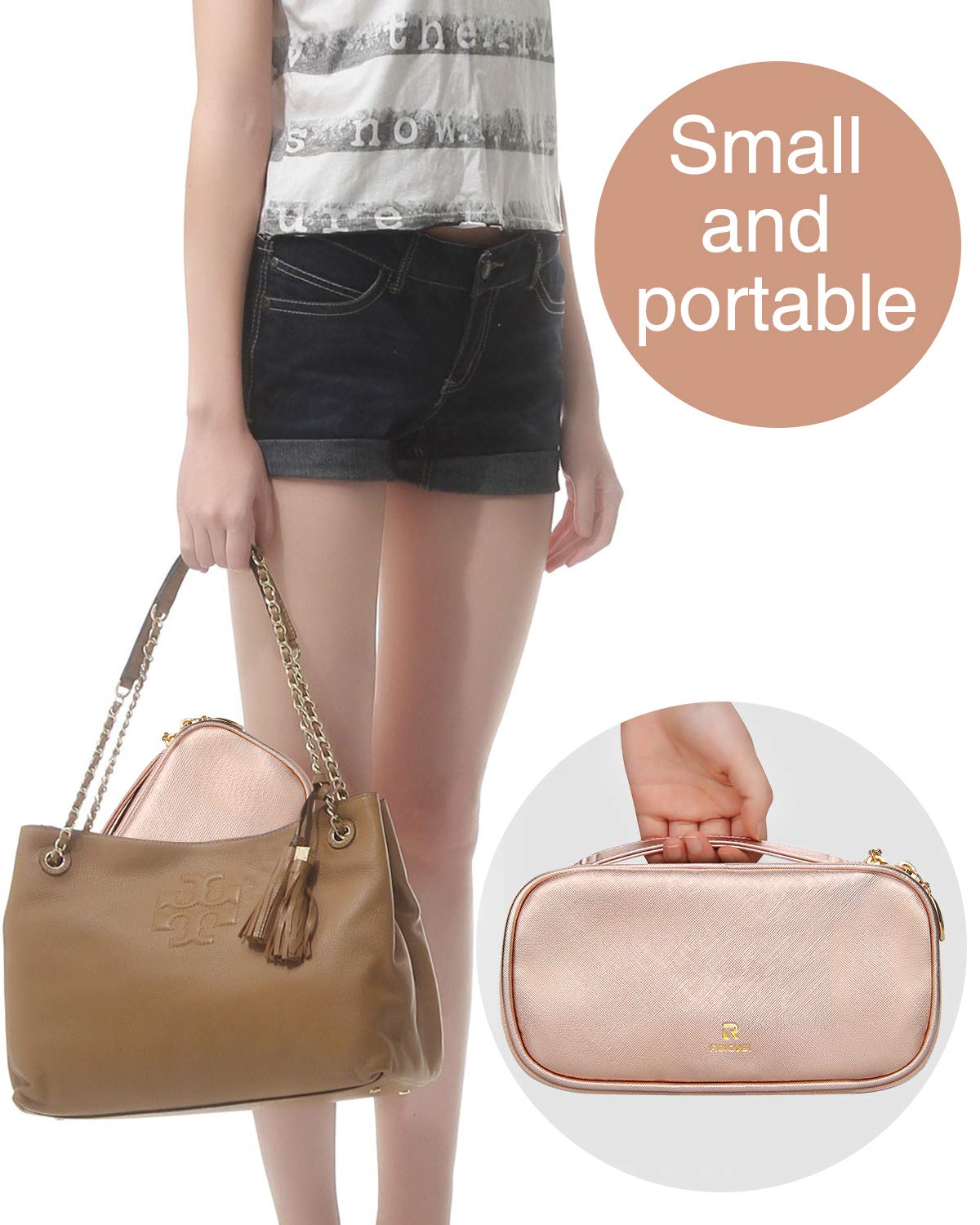 Kleine Kosmetiktasche Relavel in Roségold