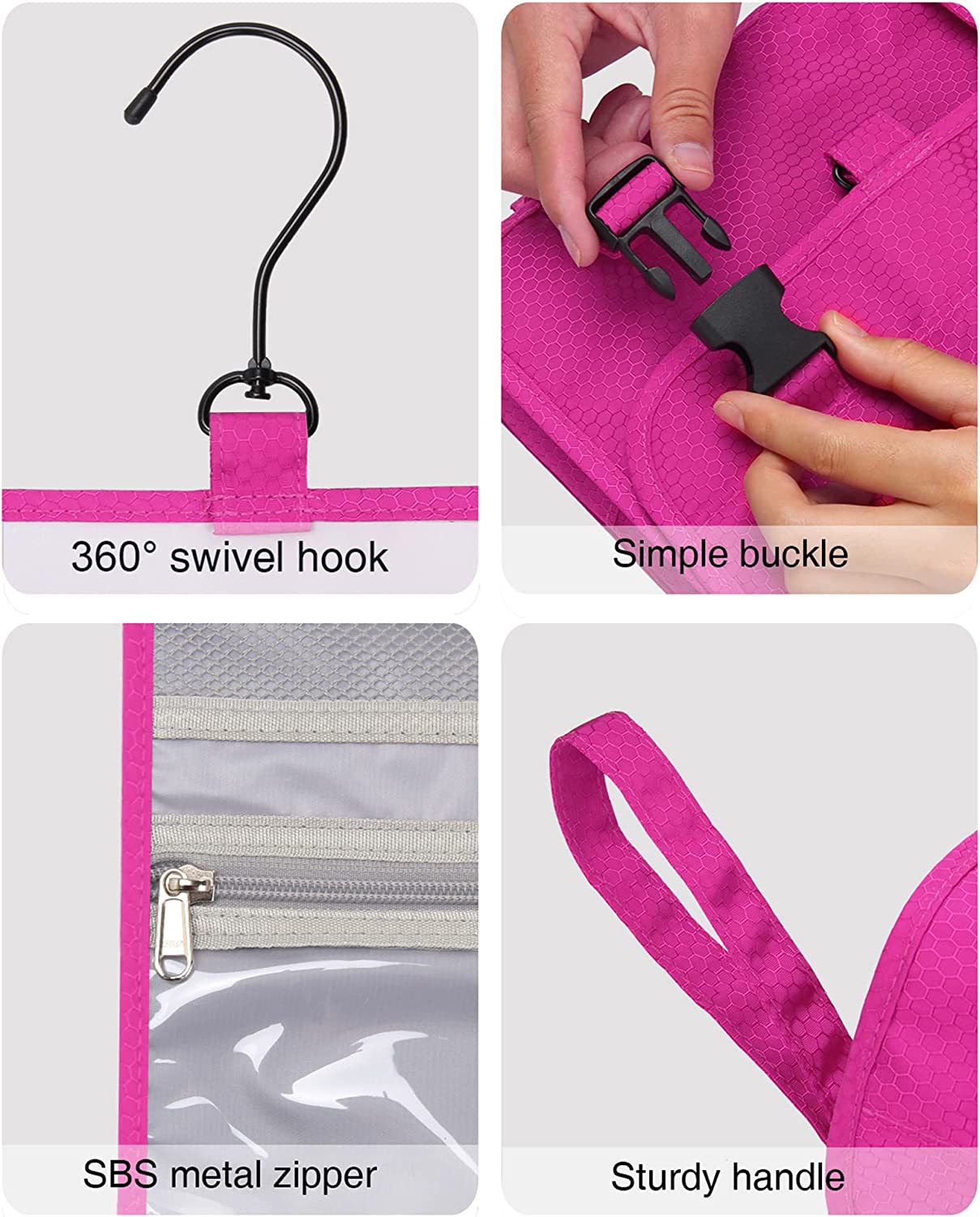 Relavel Travel Kulturbeutel zum Aufhängen (Hot Pink)