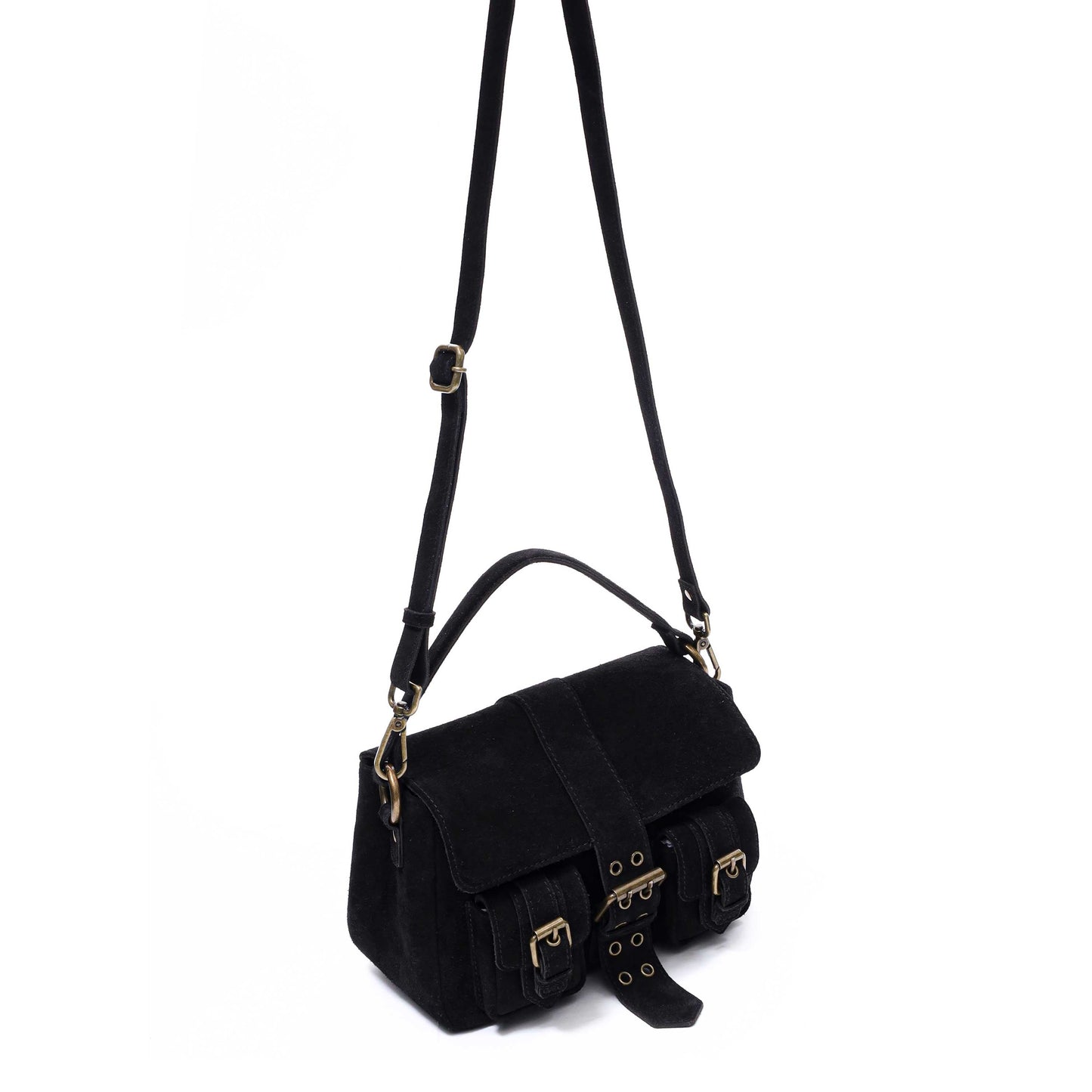 Small Honey Buckle Suede Black w. Antique silver