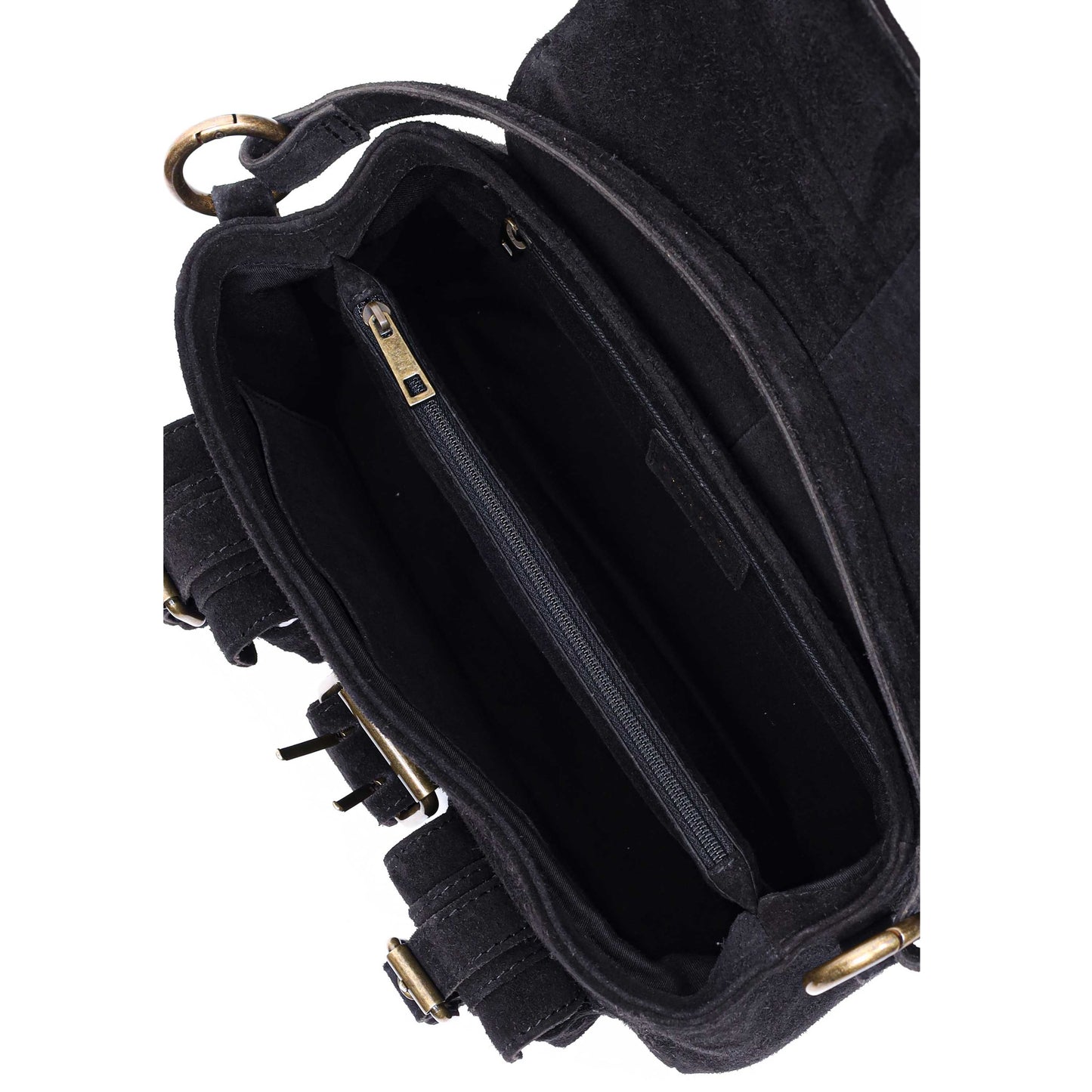 Small Honey Buckle Suede Black w. Antique silver