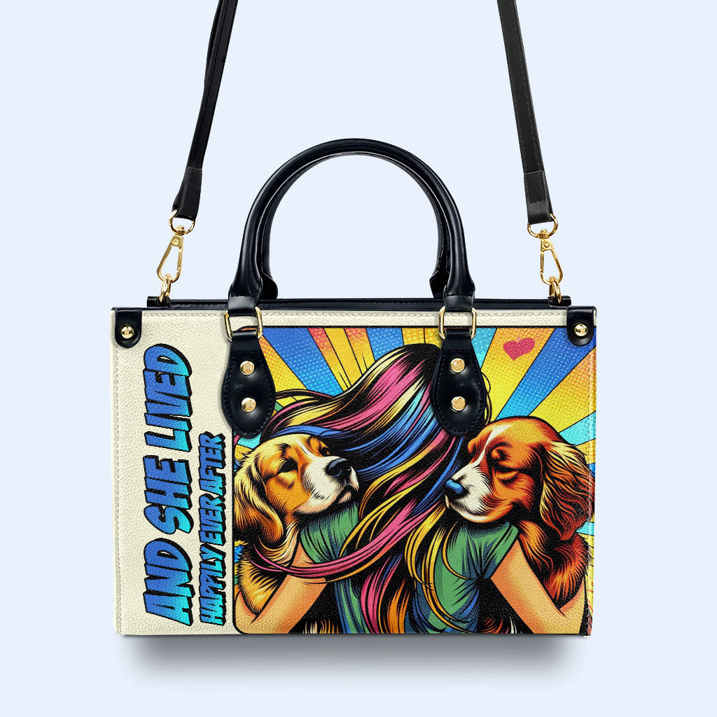 Und sie lebte glücklich bis an ihr Lebensende - Personalisierte Lederhandtasche für Hundeliebhaber - LL05