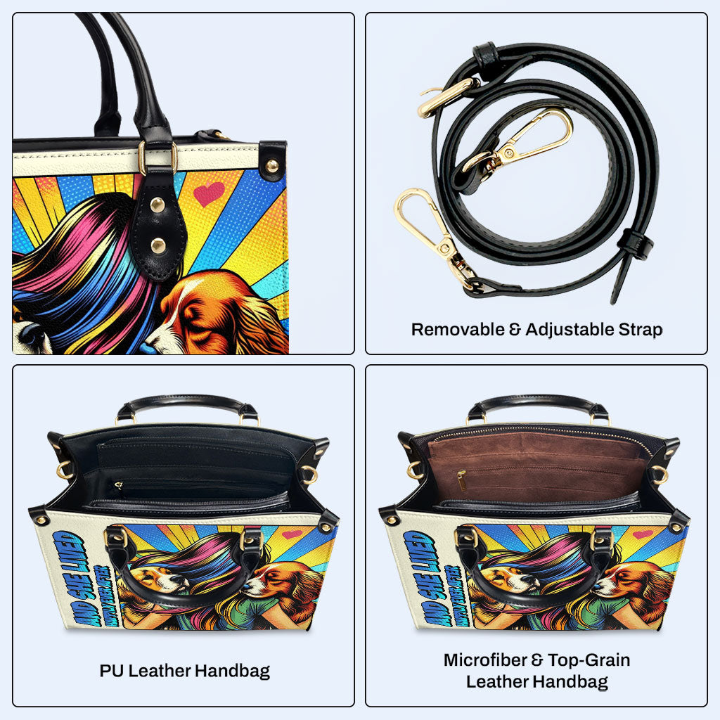 Und sie lebte glücklich bis an ihr Lebensende - Personalisierte Lederhandtasche für Hundeliebhaber - LL05