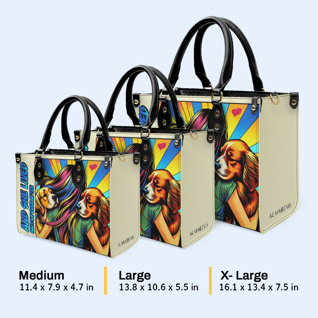 Und sie lebte glücklich bis an ihr Lebensende - Personalisierte Lederhandtasche für Hundeliebhaber - LL05