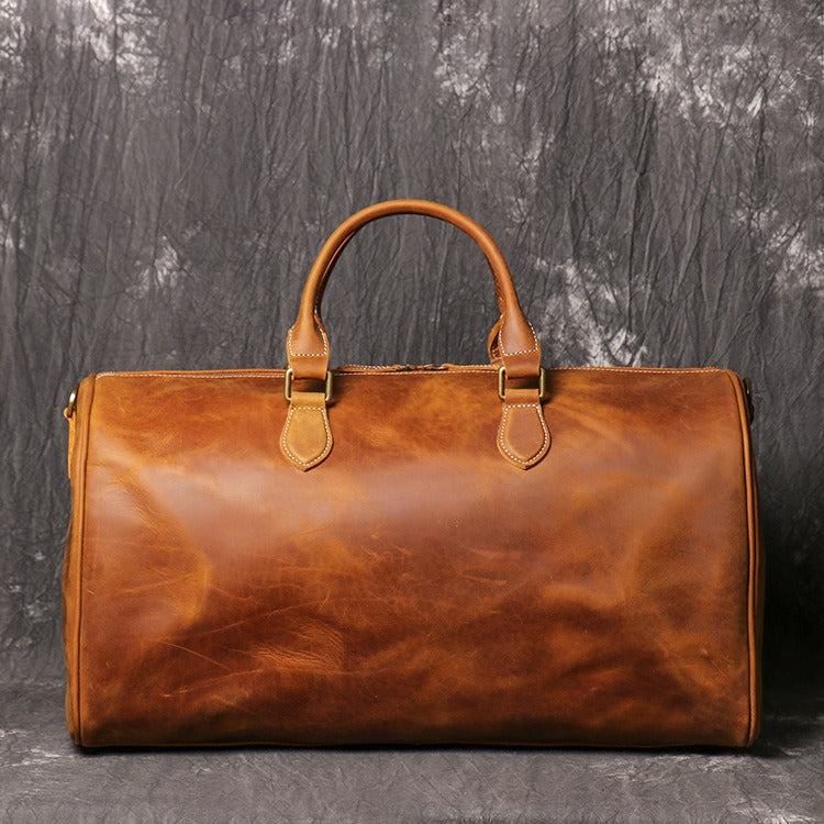 Sophisticated Leather Overnight Duffle Bag