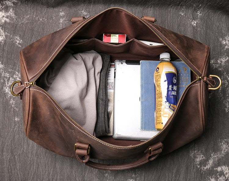 Sophisticated Leather Overnight Duffle Bag
