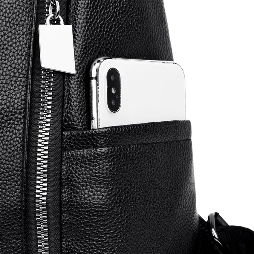 Diebstahlsicherer Lederrucksack für Damen