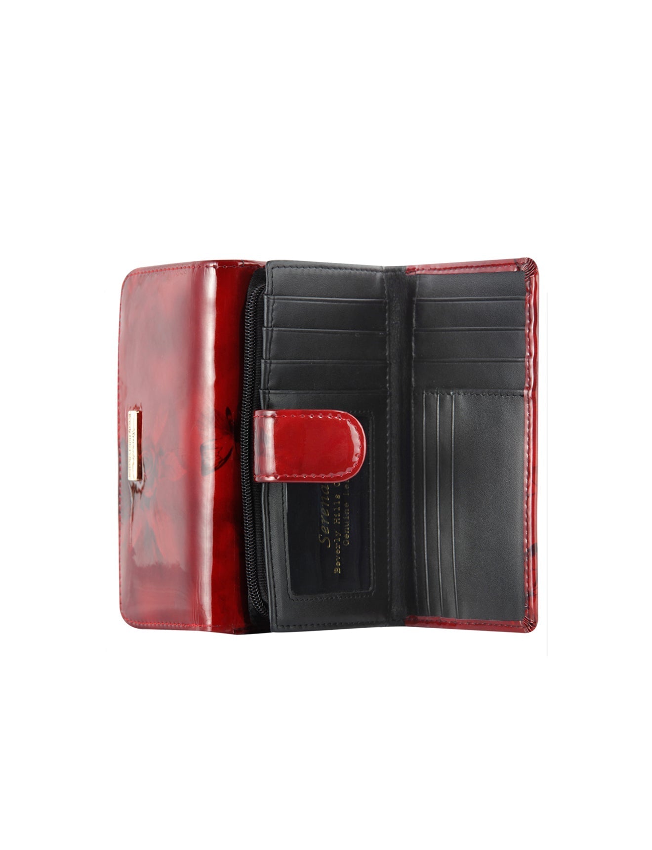 Cherry Rose Mittelgroße Lederbrieftasche mit RFID – Goldbeschläge – WH2702 (G)