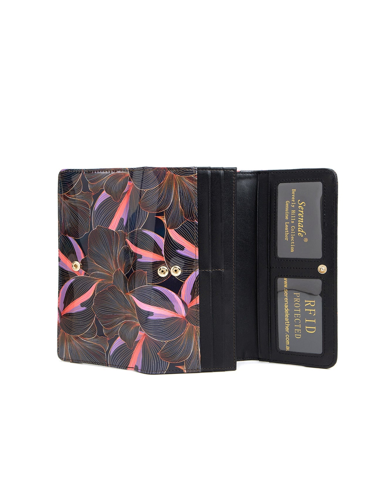 AMAL LARGE PATENT LEATHER WALLET WITH RFID- WSN9501