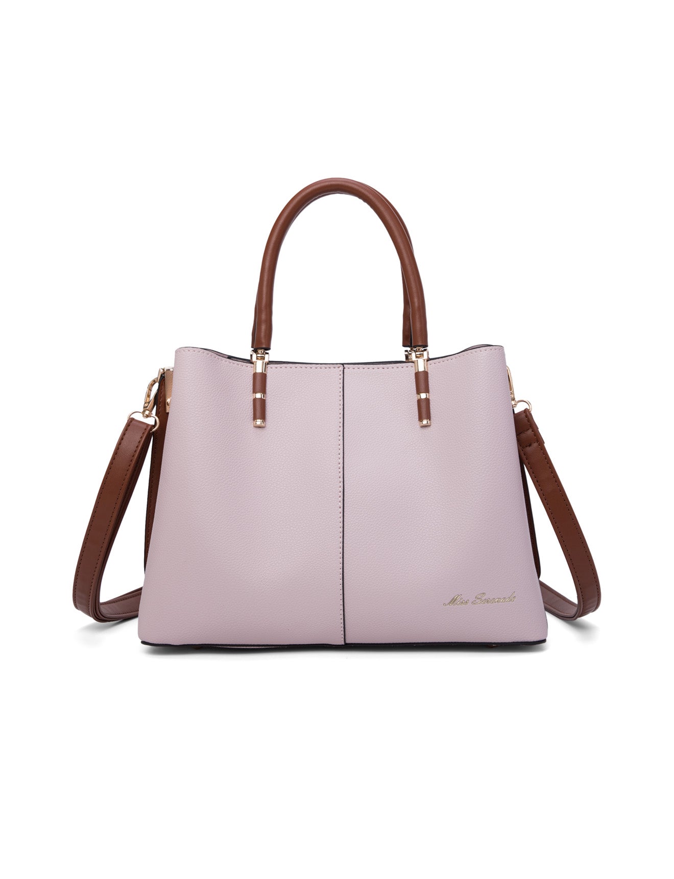 CHARLIE VEGANE TASCHE MIT DREI FÄCHERN - XB-2323-PNK/BRN