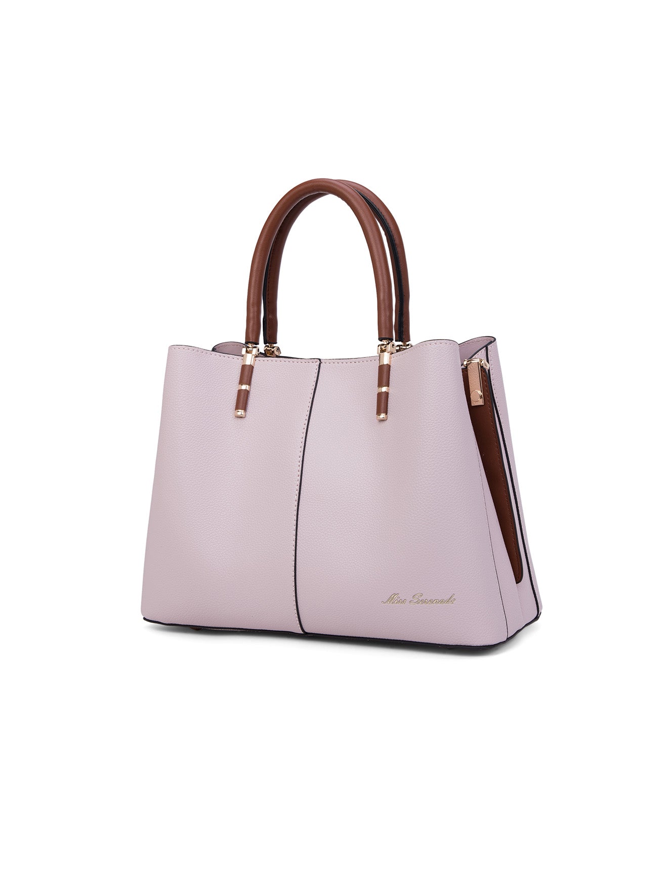 CHARLIE VEGANE TASCHE MIT DREI FÄCHERN - XB-2323-PNK/BRN