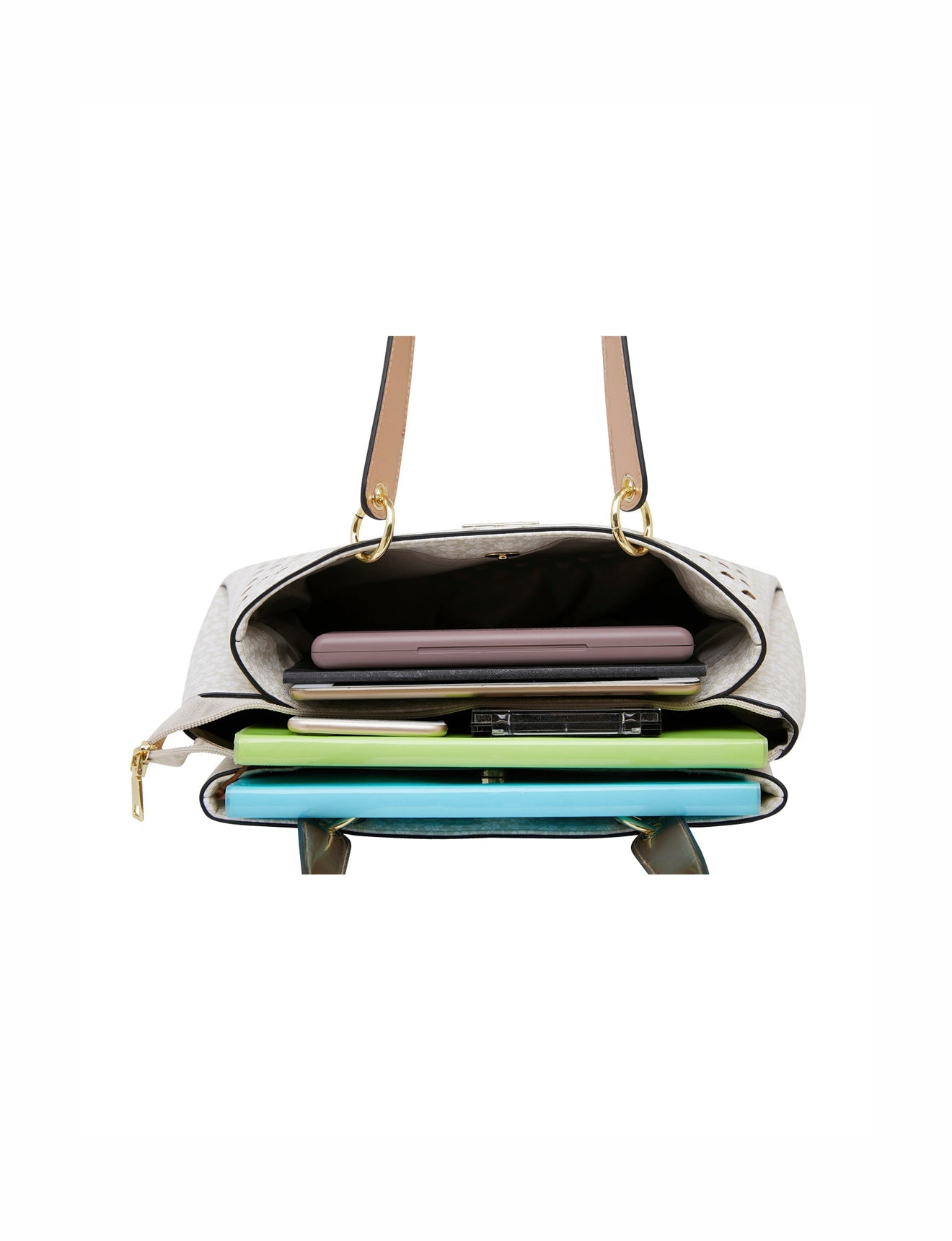 DAKOTA VEGAN TASCHE MIT DREI FÄCHERN -XB-2970-BEI