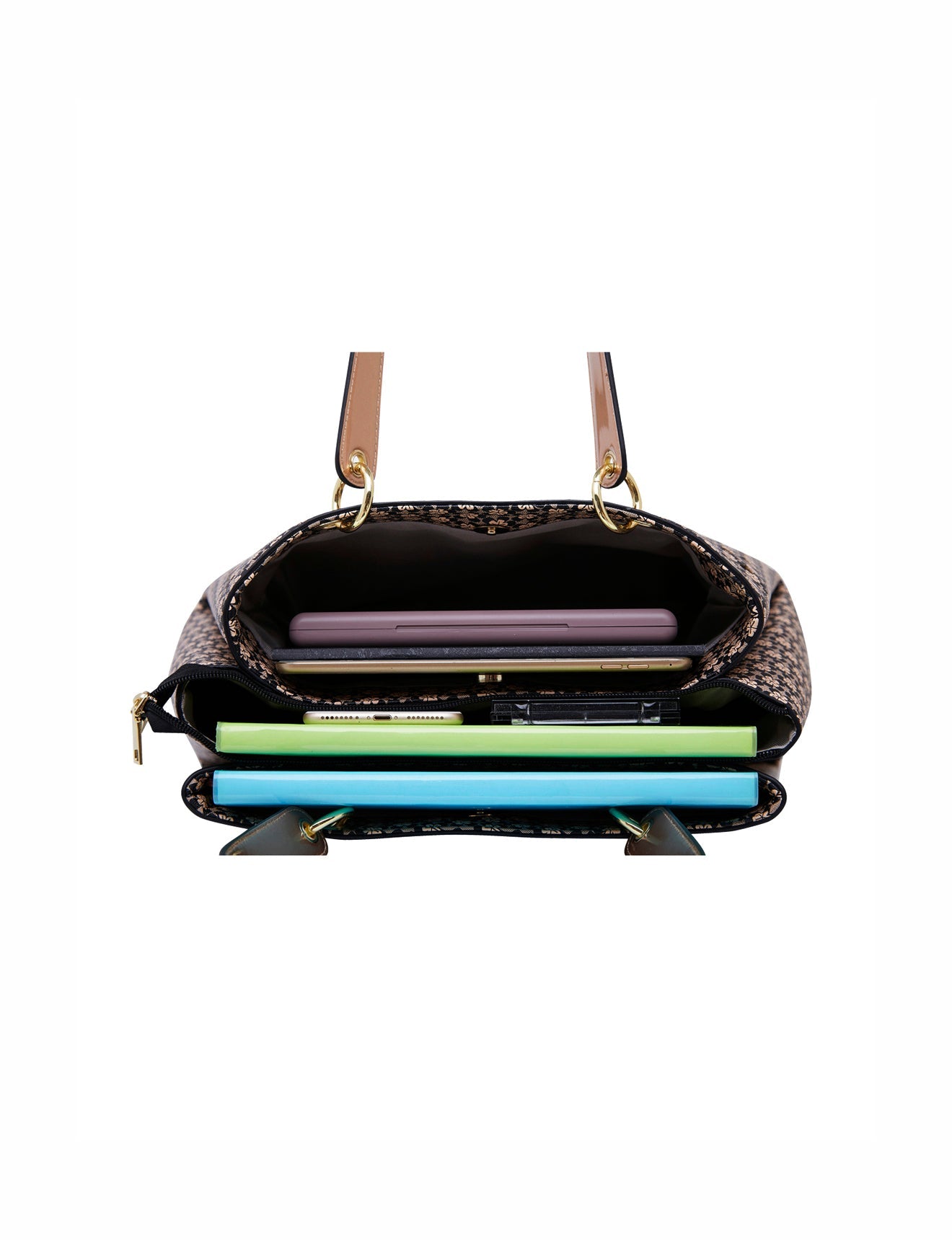 DAKOTA VEGANE TASCHE MIT DREI FÄCHERN - XB-2970-BLK