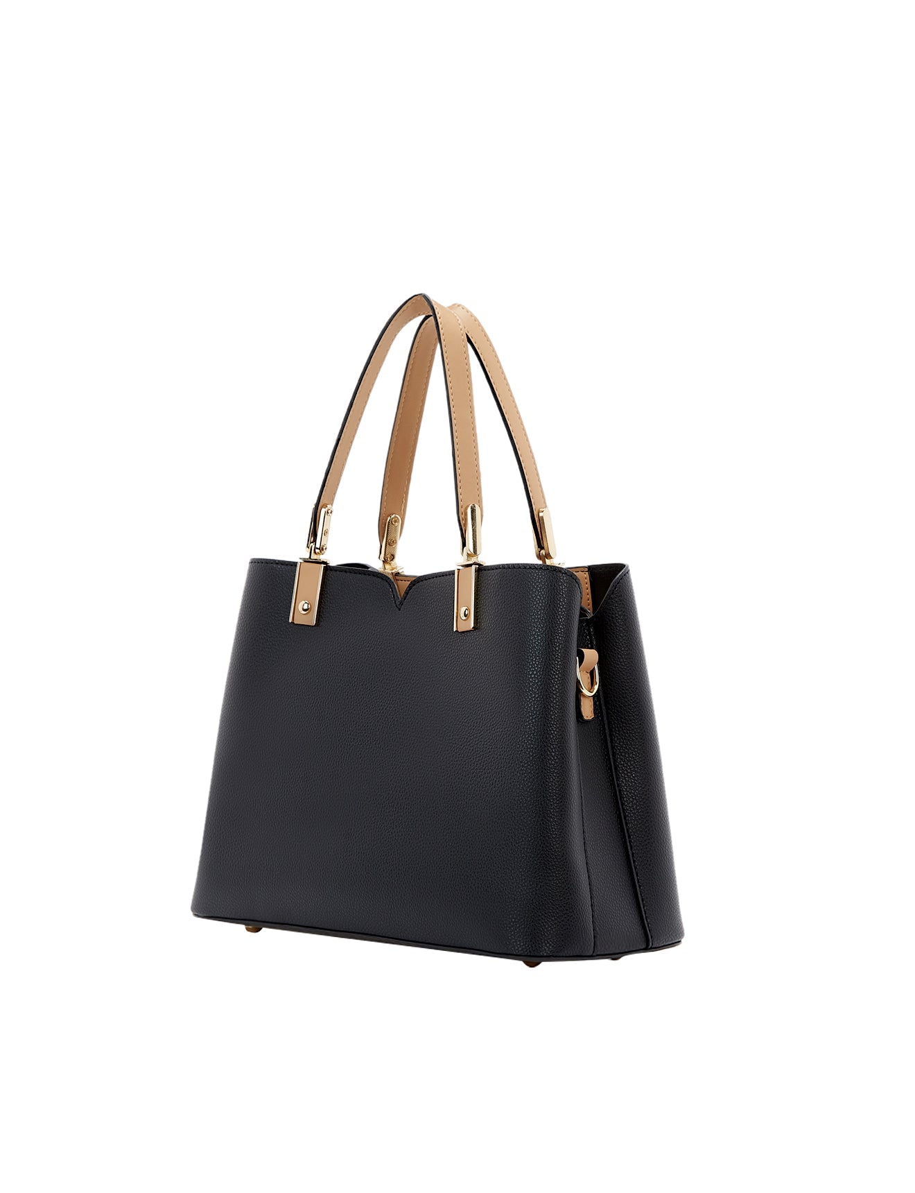 CHANTAL VEGANE TASCHE MIT DREI FÄCHERN - SCHWARZ/KAMEL