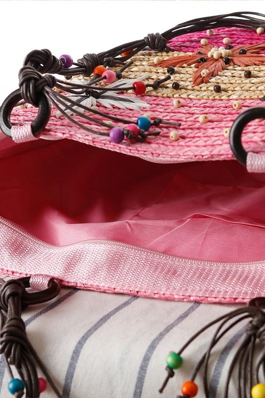 Arora – Tragetasche aus Stroh mit Seestern-Stickerei