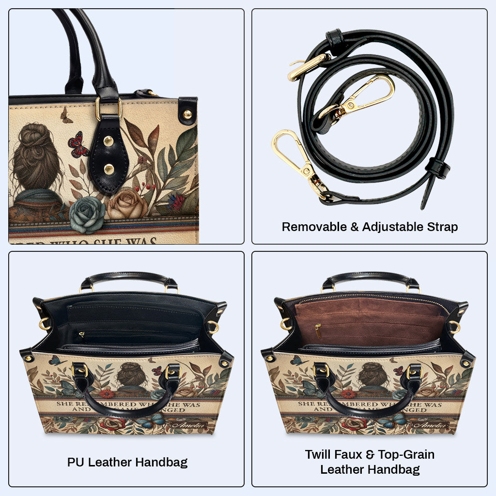 She Remembered - Schmetterling - Personalisierte Lederhandtasche - btf_remember_1 ag34