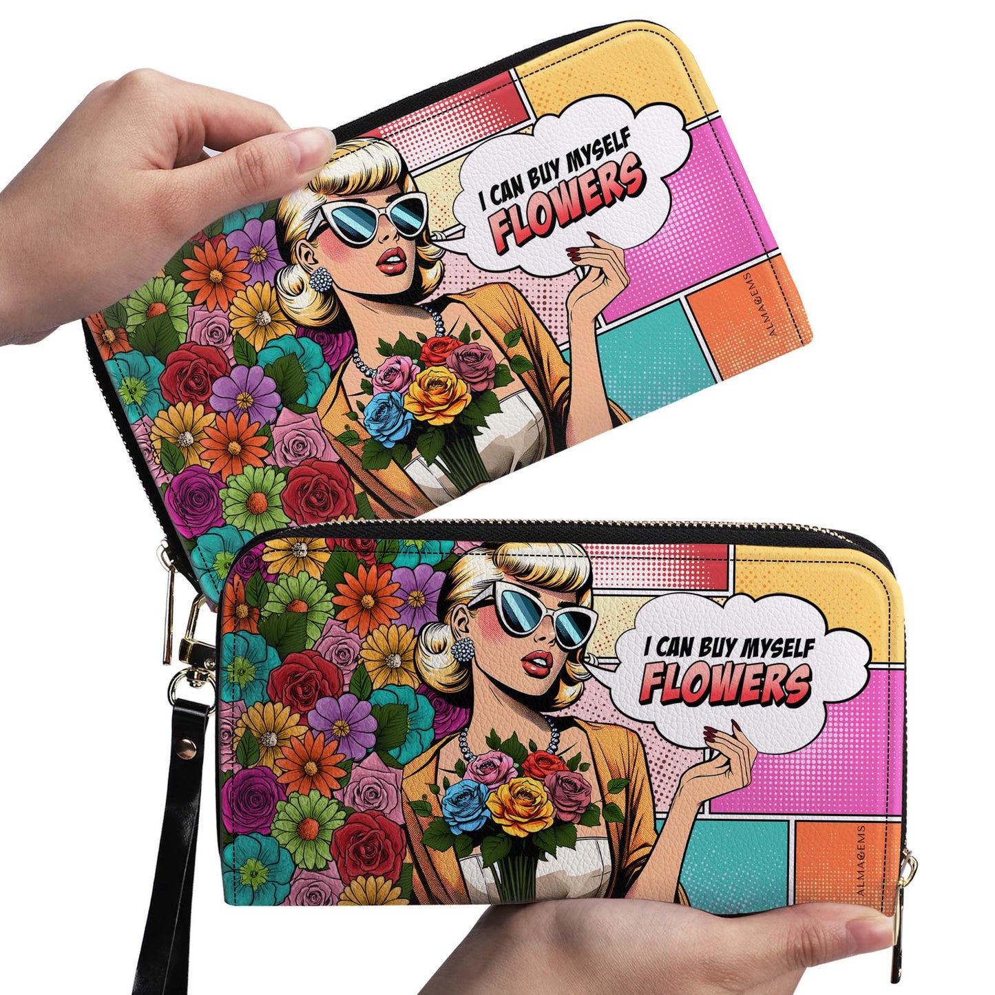 Ich kann mir Blumen kaufen - Damen Leder Geldbörse - buyf03WL