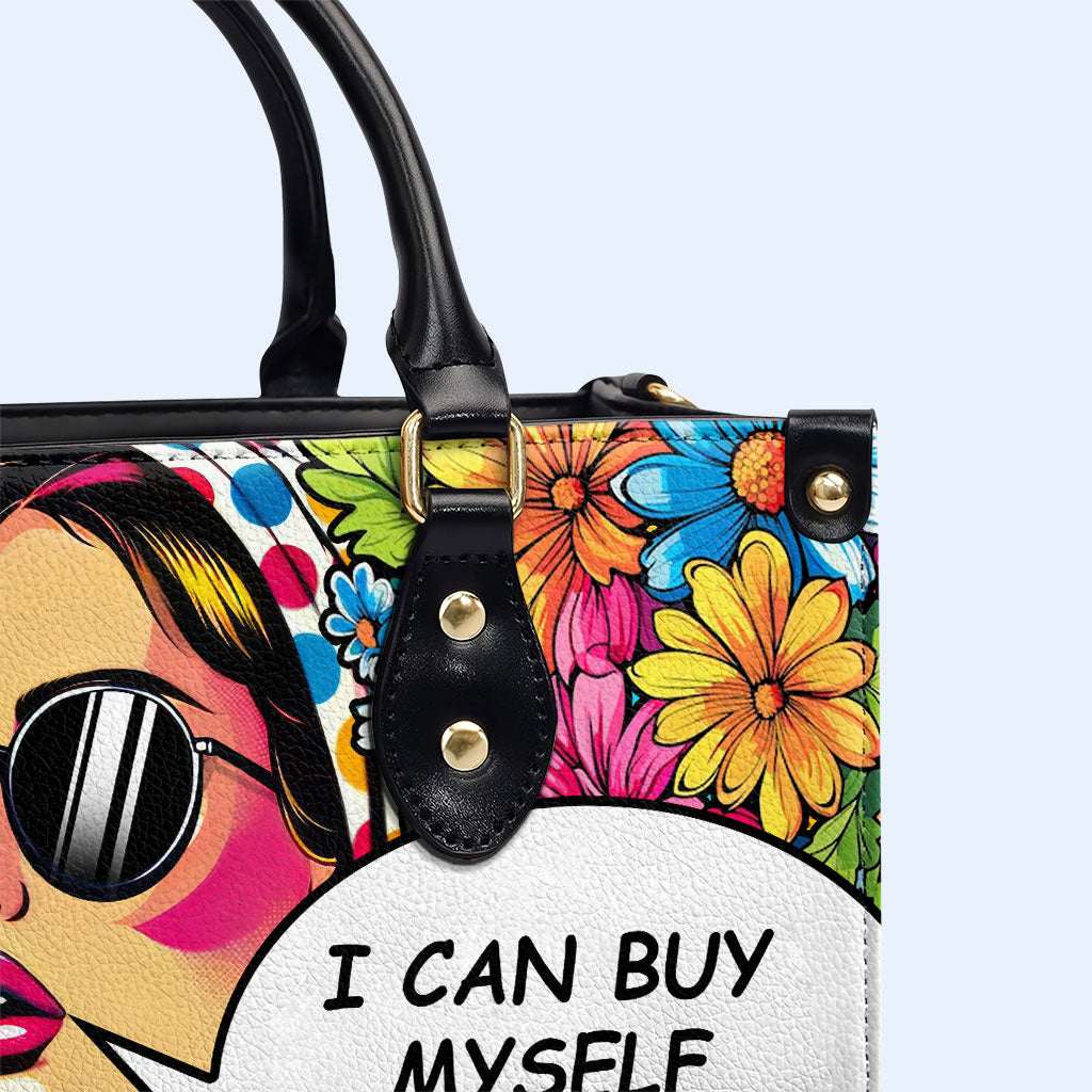 Ich kann mir Blumen kaufen - Personalisierte Lederhandtasche - buyf07