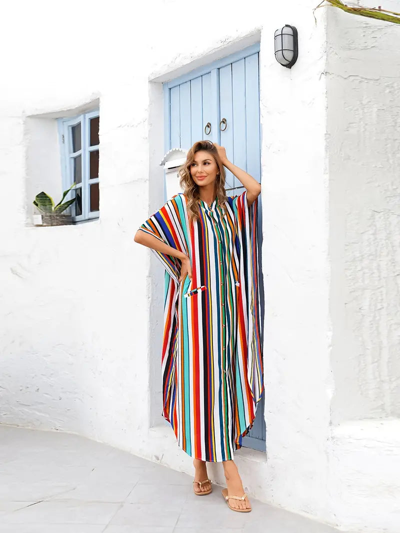 Bohemian Striped Elegant Beach Dress