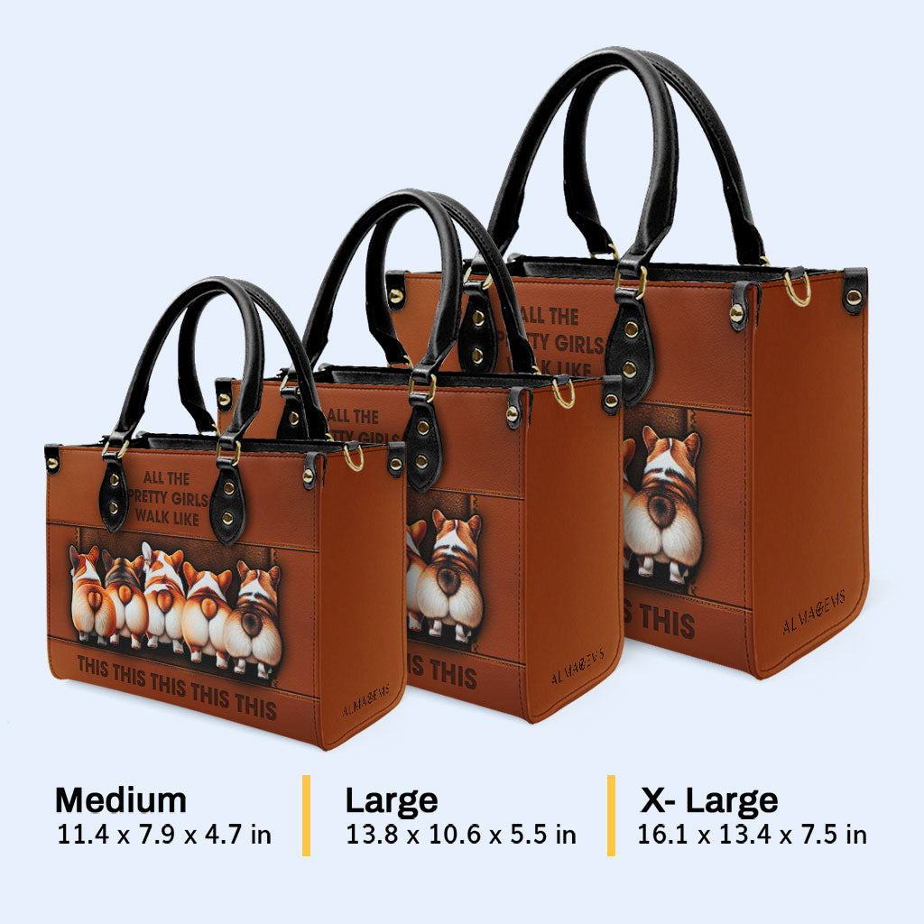 Corgi Walk - Personalisierte Lederhandtasche - corgiwalk01