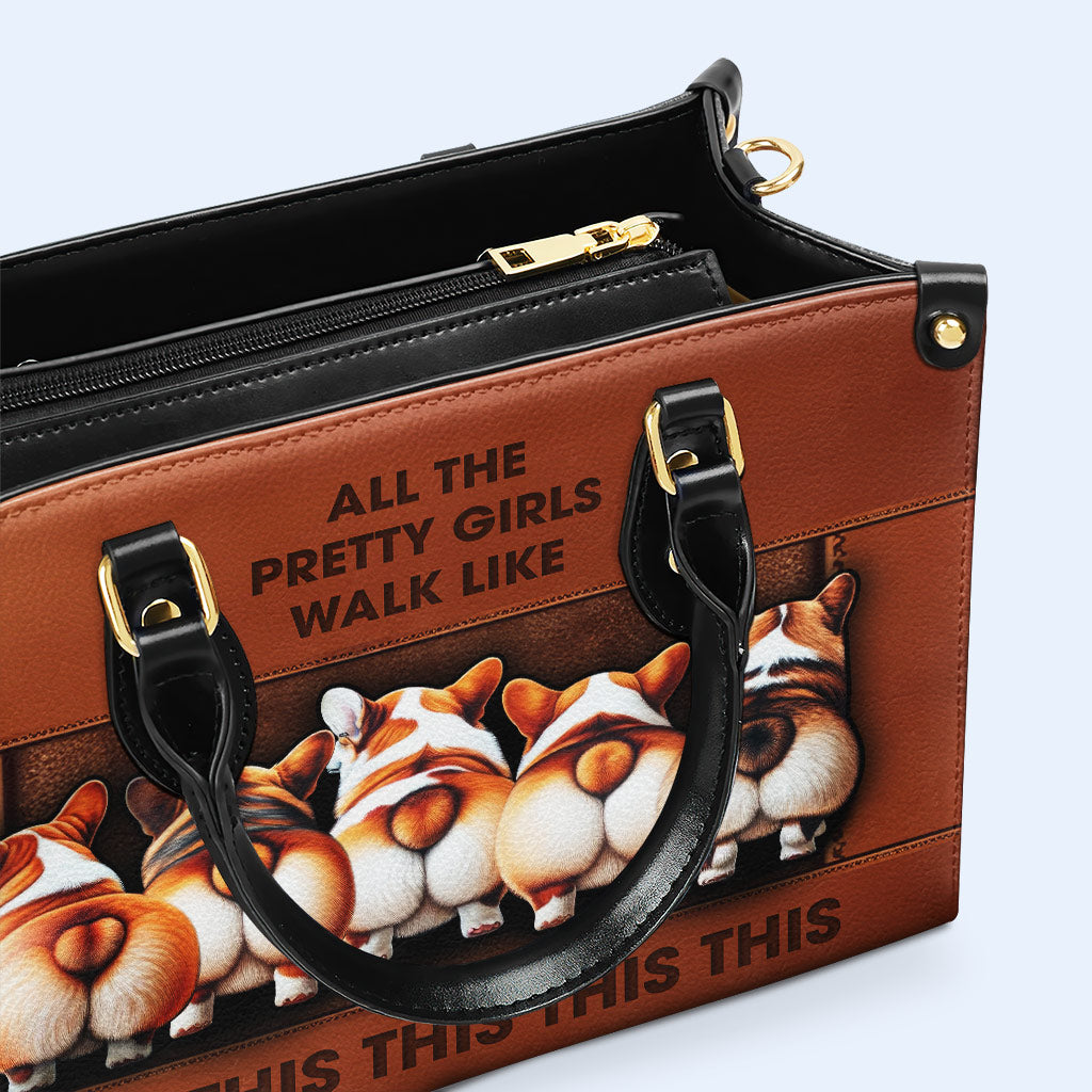 Corgi Walk - Personalisierte Lederhandtasche - corgiwalk01