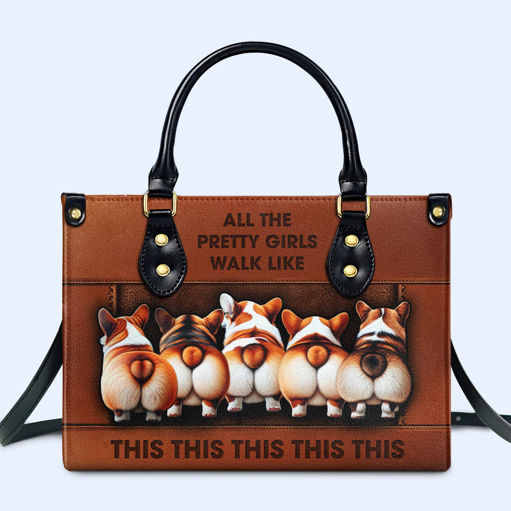 Corgi Walk - Personalisierte Lederhandtasche - corgiwalk01