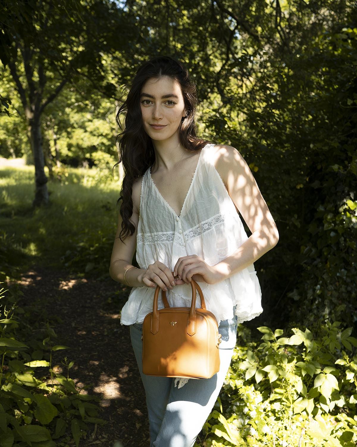 Kleine Bowlingtasche „Eloise“ - Hellbraun