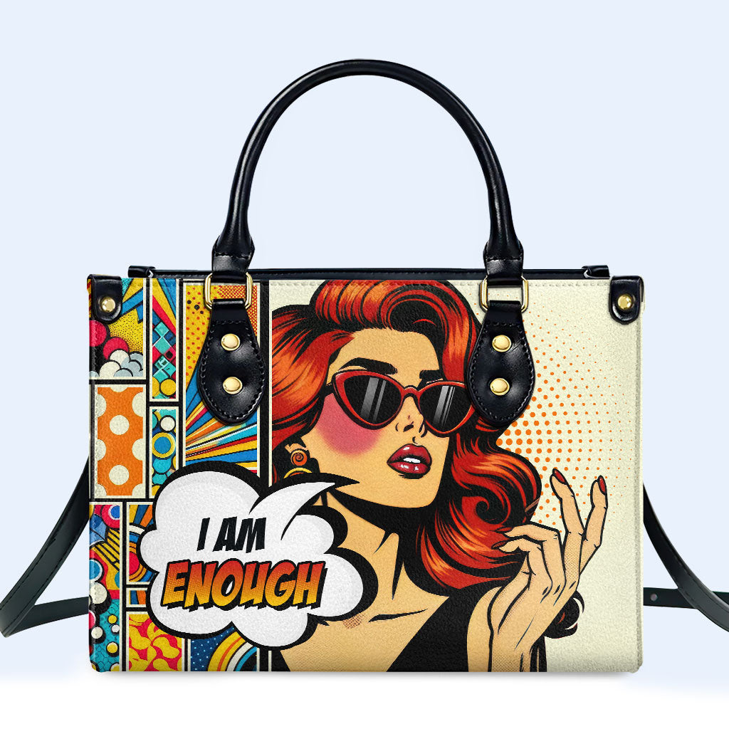 Ich bin genug - Personalisierte Lederhandtasche - enough01
