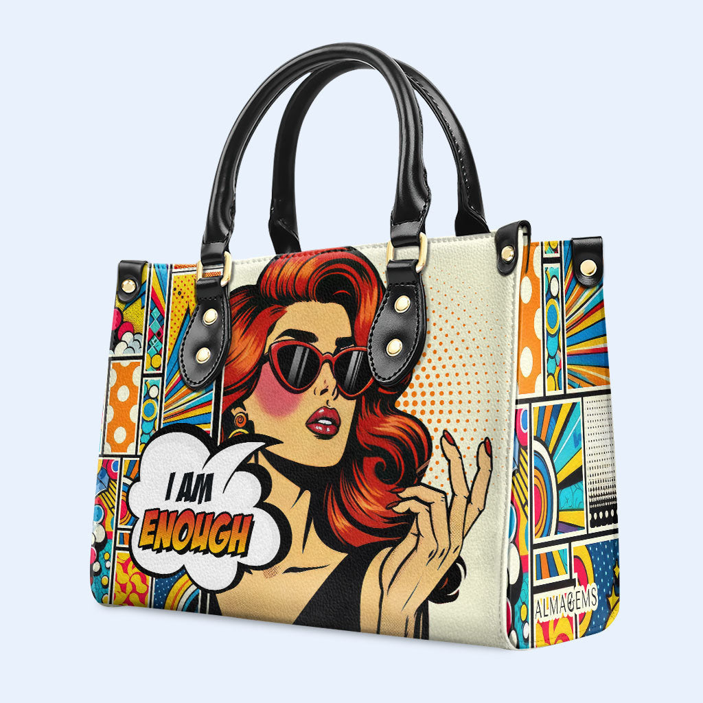Ich bin genug - Personalisierte Lederhandtasche - enough01