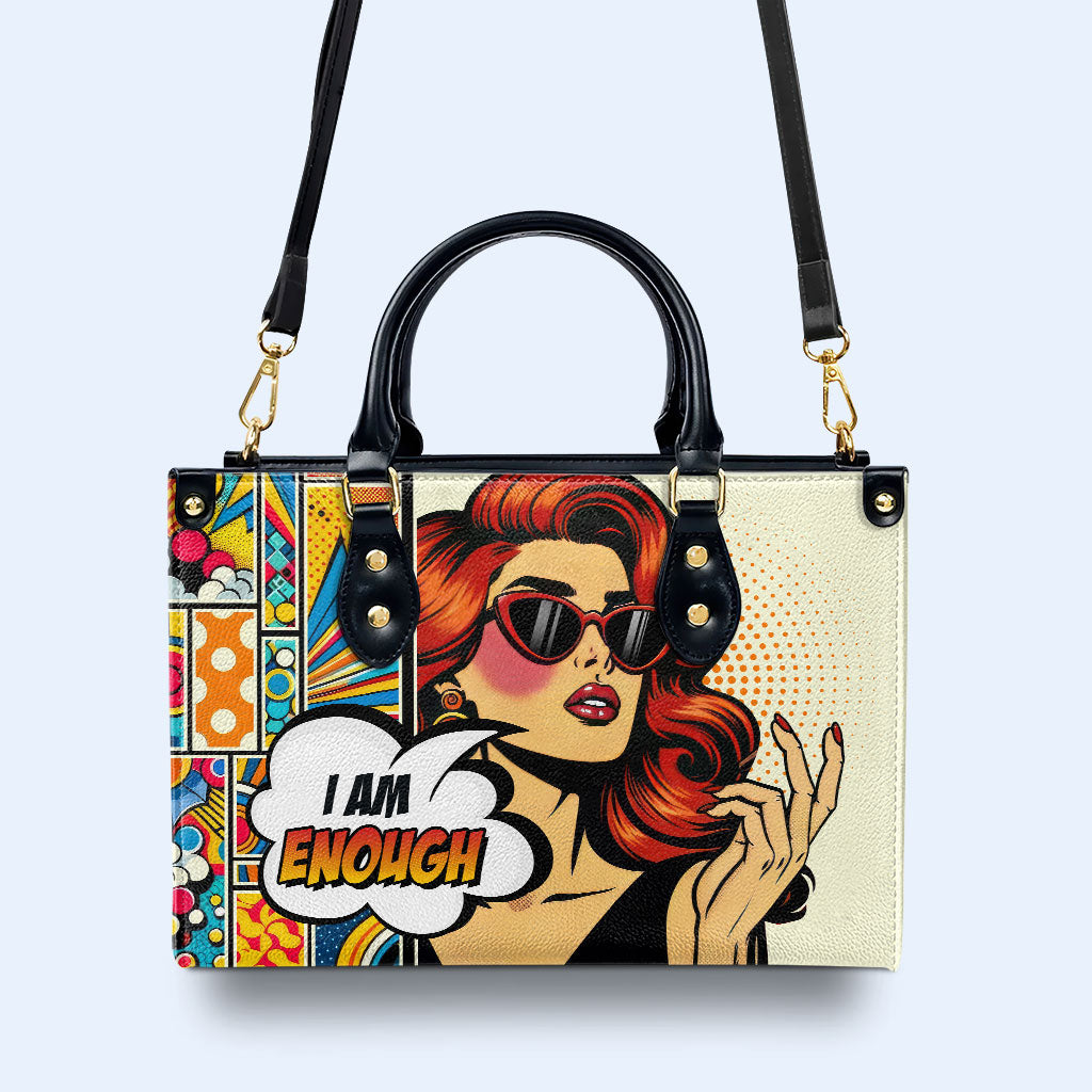 Ich bin genug - Personalisierte Lederhandtasche - enough01