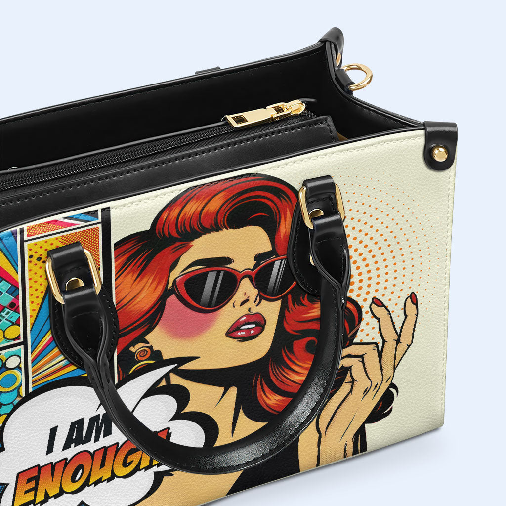Ich bin genug - Personalisierte Lederhandtasche - enough01