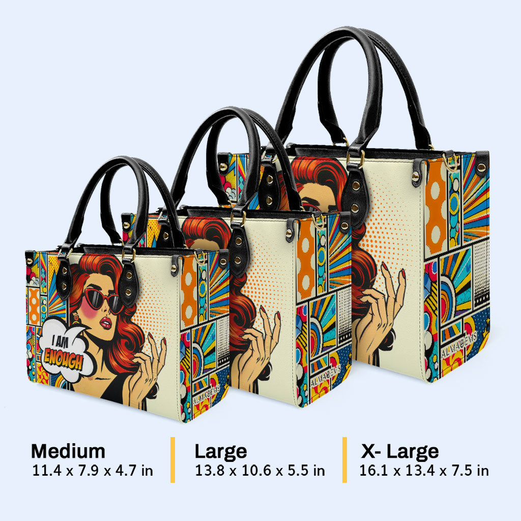 Ich bin genug - Personalisierte Lederhandtasche - enough01