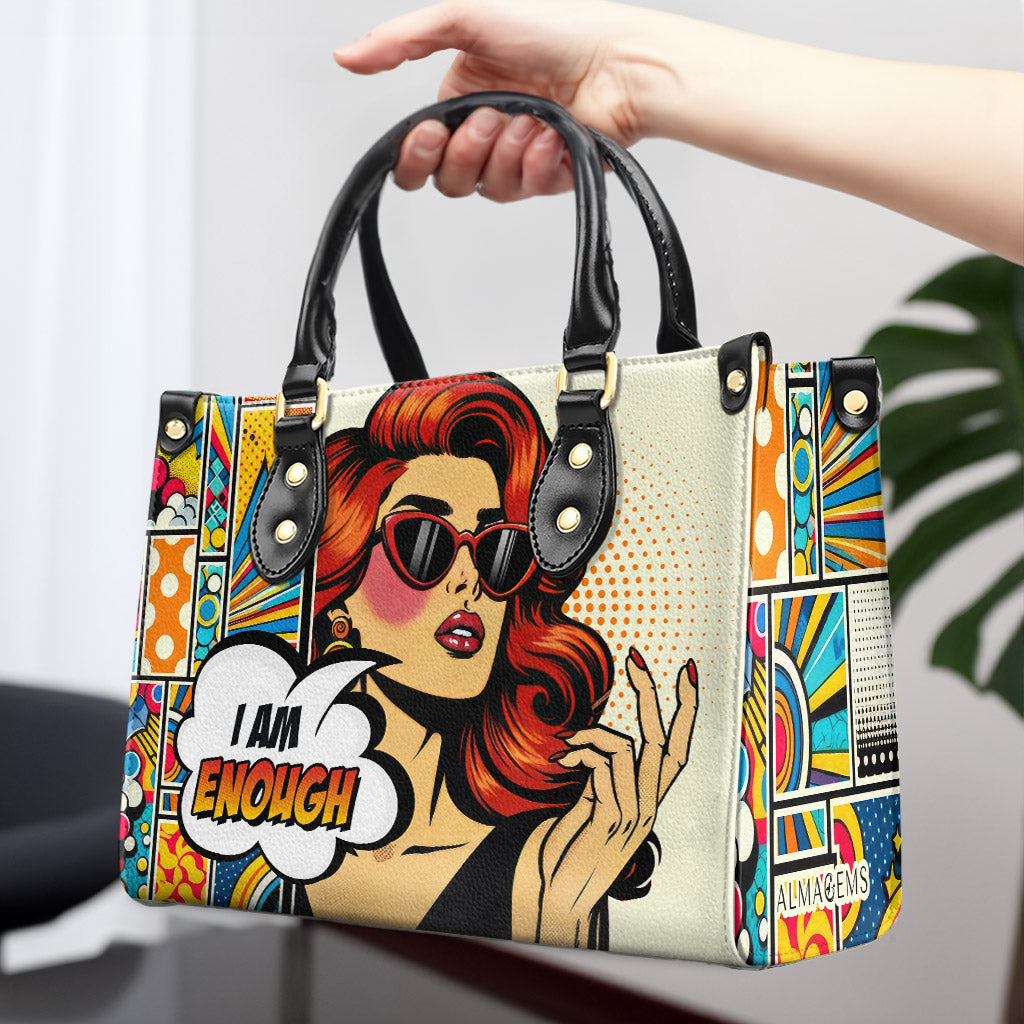 Ich bin genug - Personalisierte Lederhandtasche - enough01