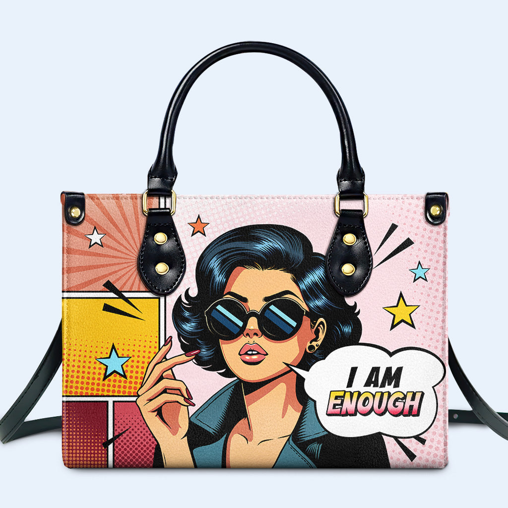 Ich bin genug - Personalisierte Lederhandtasche - enough03
