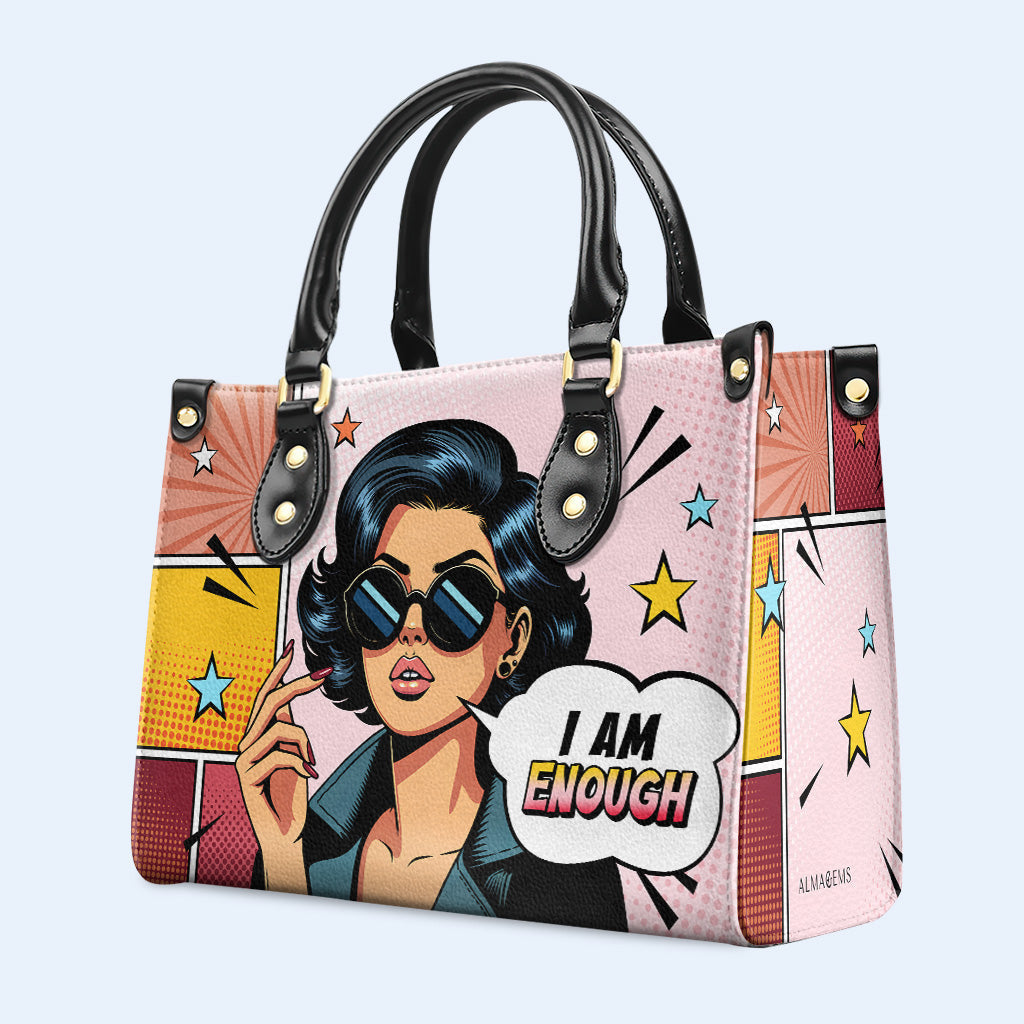 Ich bin genug - Personalisierte Lederhandtasche - enough03