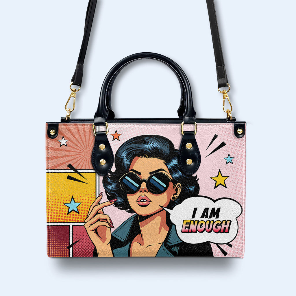 Ich bin genug - Personalisierte Lederhandtasche - enough03