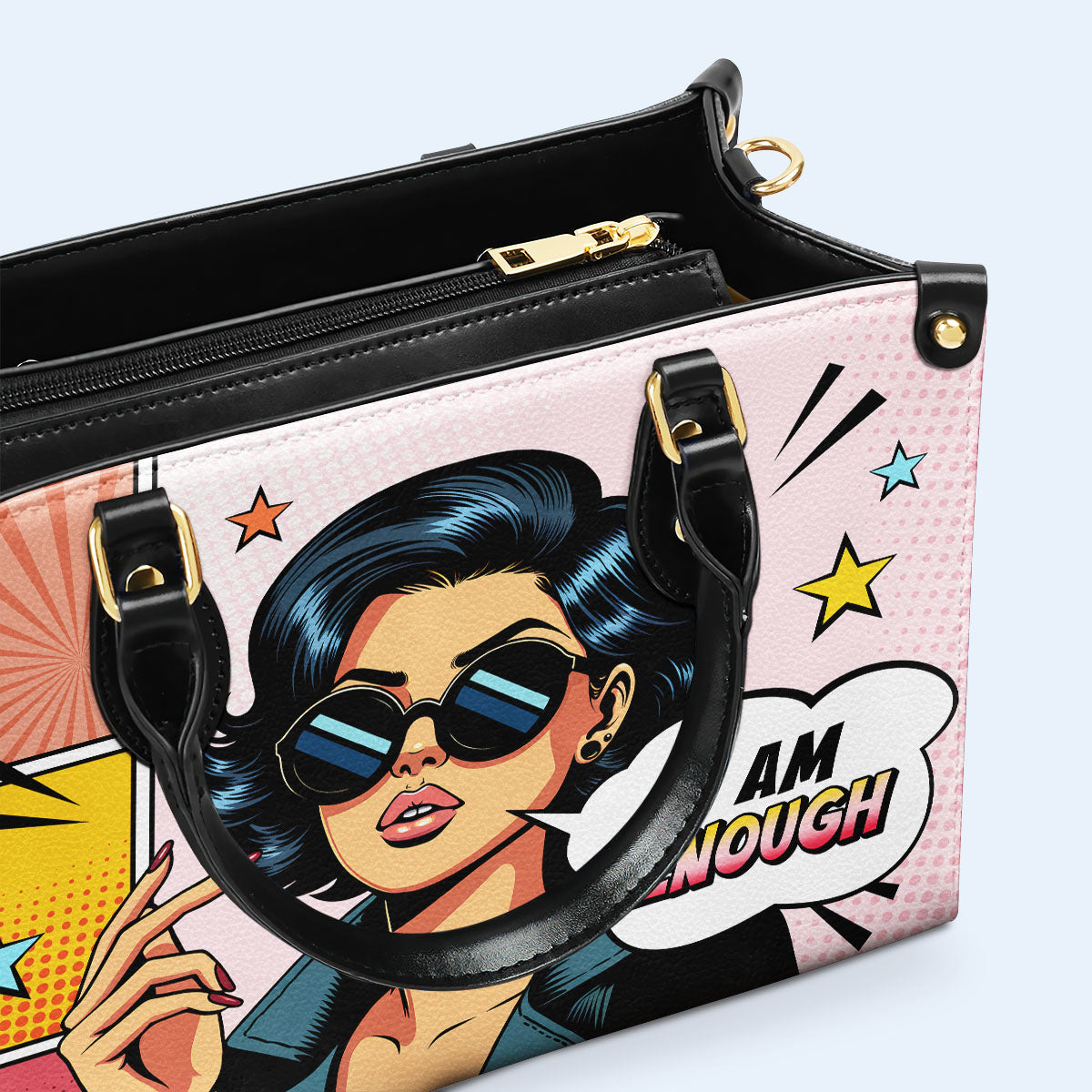 Ich bin genug - Personalisierte Lederhandtasche - enough03